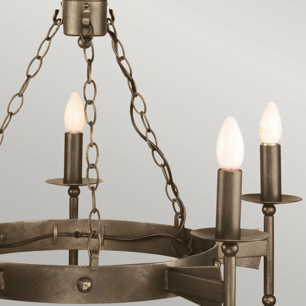 Lampadario gotico bronzo antico Cromwell 5xE14 Elstead