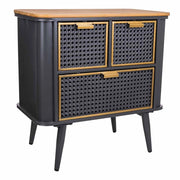 Comodino in metallo nero e legno 58x33x60h