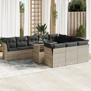 Set Divani da Giardino 11 pz con Cuscini in Polyrattan Grigio 3326233