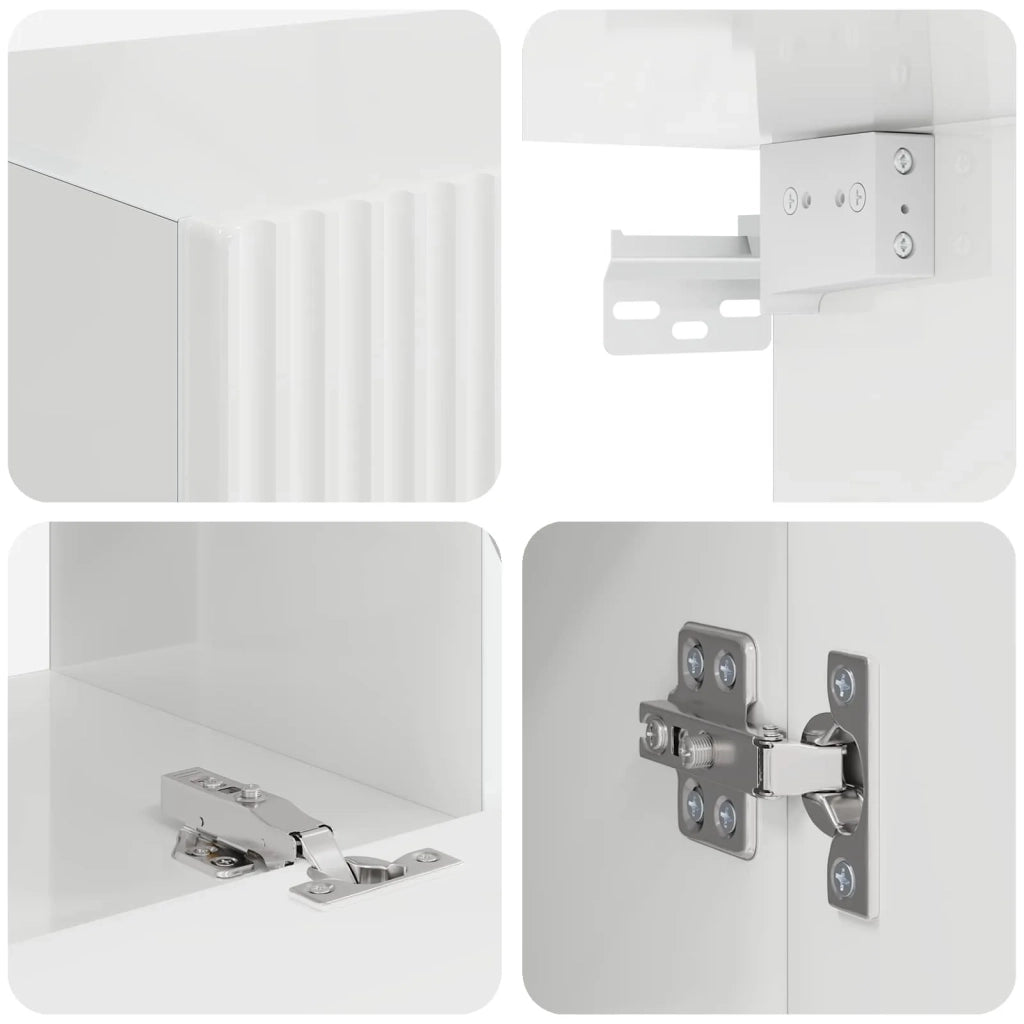 Set mobile TV 4 pcs Bianco Lucido Legno multistrato 3409154