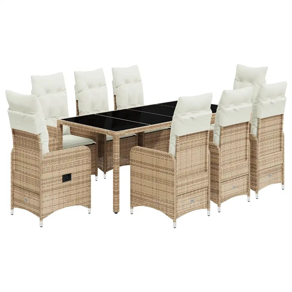 Set da Bistrò da Giardino 9 pz con Cuscini Beige in Polyrattan 3277103