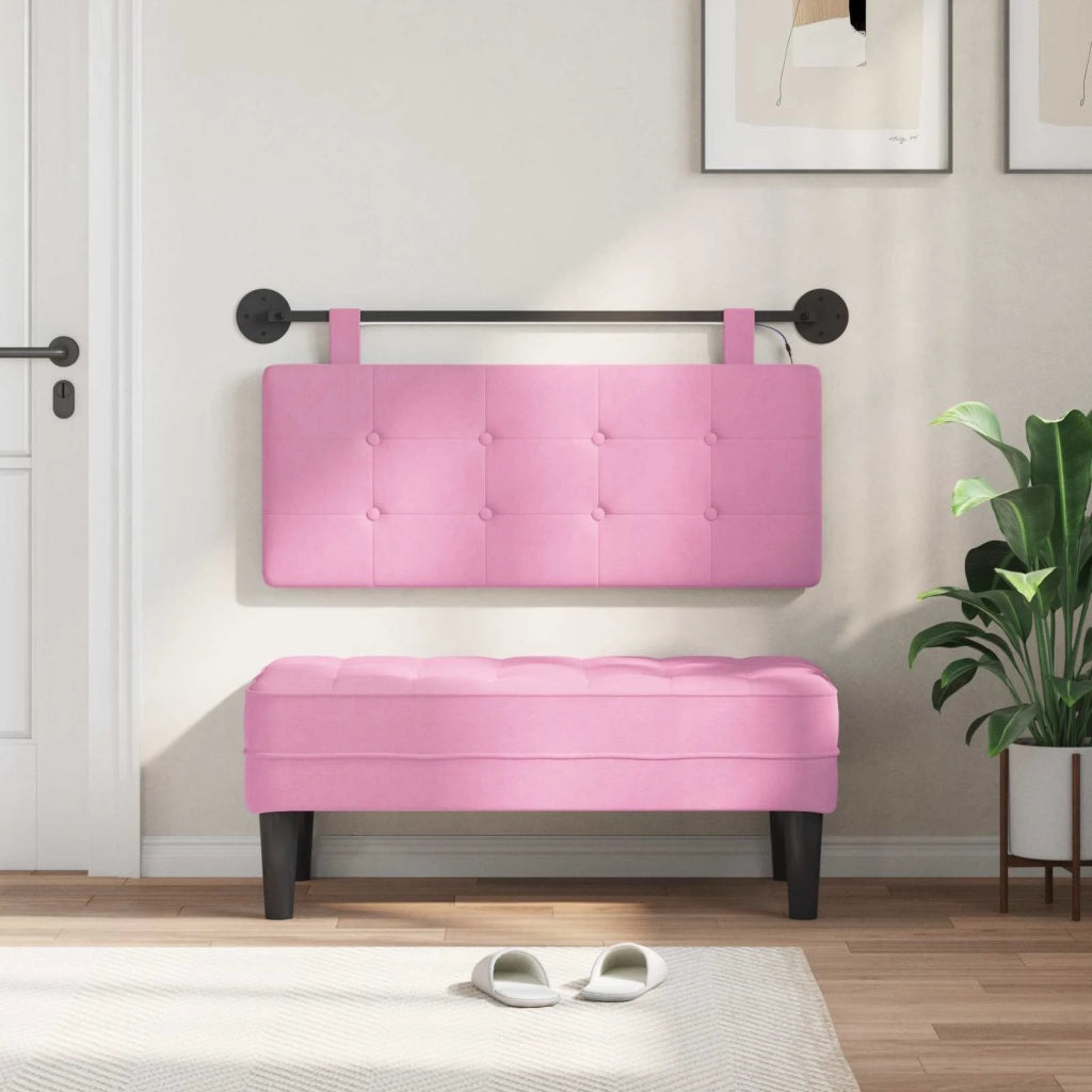 Testiera sospesa Con luce LED Rosa Tessuto 3424397