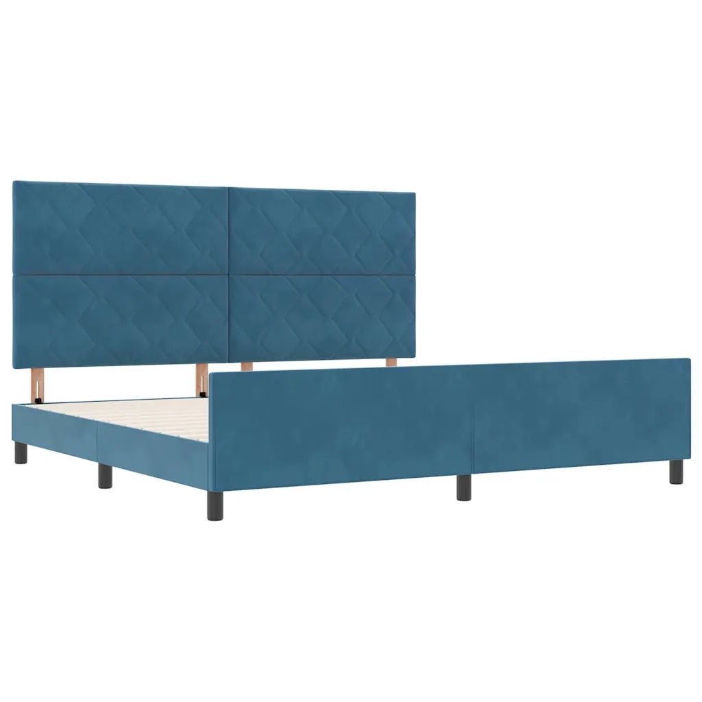 Letto a molle con testiera Blu Scuro 200 x 200 cm Velluto 3345033