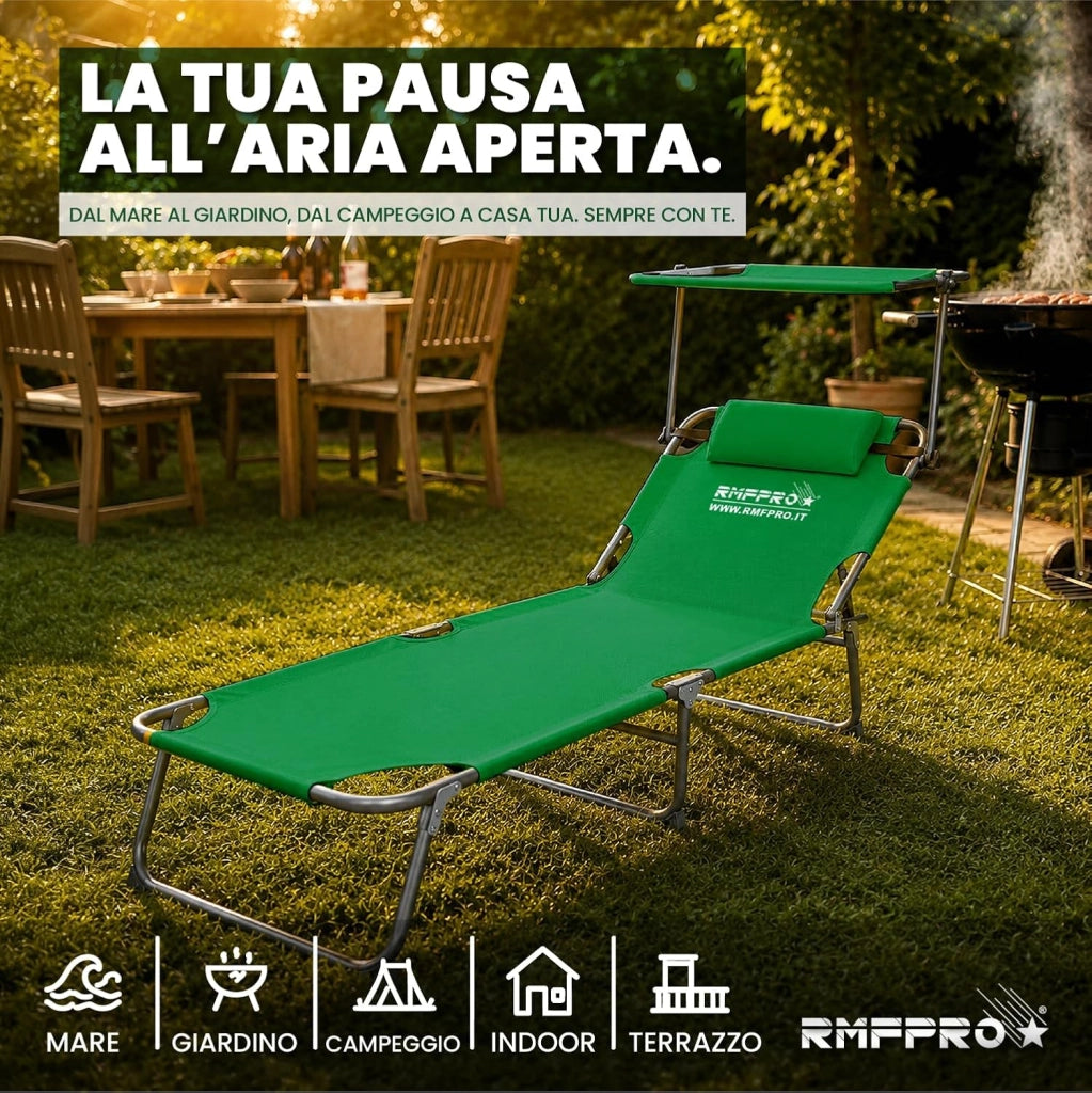 RMF PRO SET 2 LETTINI PIEGHEVOLE CON PARASOLE VERDE