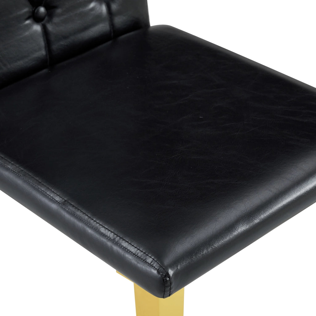 Set di 4 sedie da pranzo nere - Zephmum- Gambe in metallo oro lucido