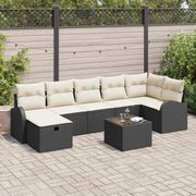 Set di divani con cuscino Nero e Crema polyrattan