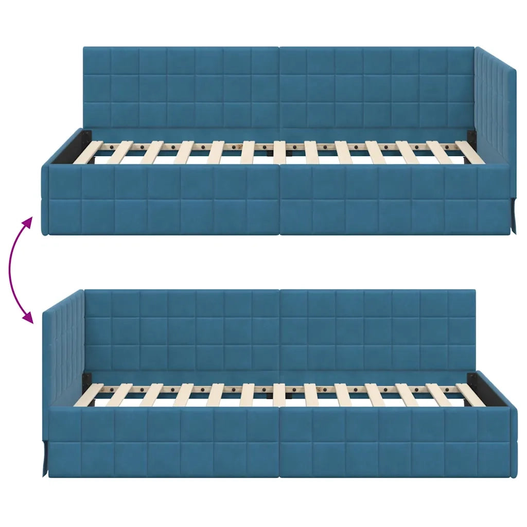 Cornice del letto ad angolo Blu 90 cm x 190 cm Velluto 42016377