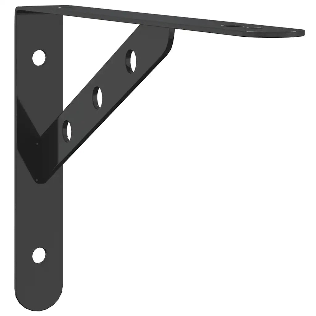 4 pz Staffe per Mensola | Ripiano | Scaffale 23,5x2,5x15,5 cm in Acciaio Inox Nero