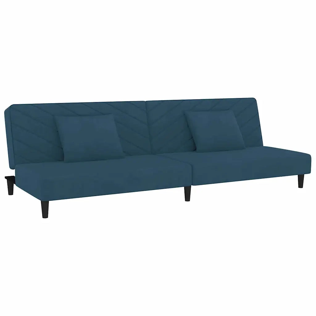 Divano Letto a 2 Posti con 2 Cuscini-Sofa Letto 2 Posti-Daybed Blu in Velluto 285618