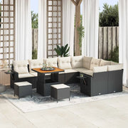 Set Divano da Giardino 12 pcs Nero e Crema polyrattan