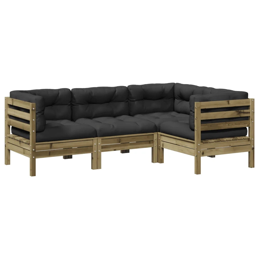 Set Divani da Giardino 4pz con Cuscini Legno Impregnato di Pino 3299418