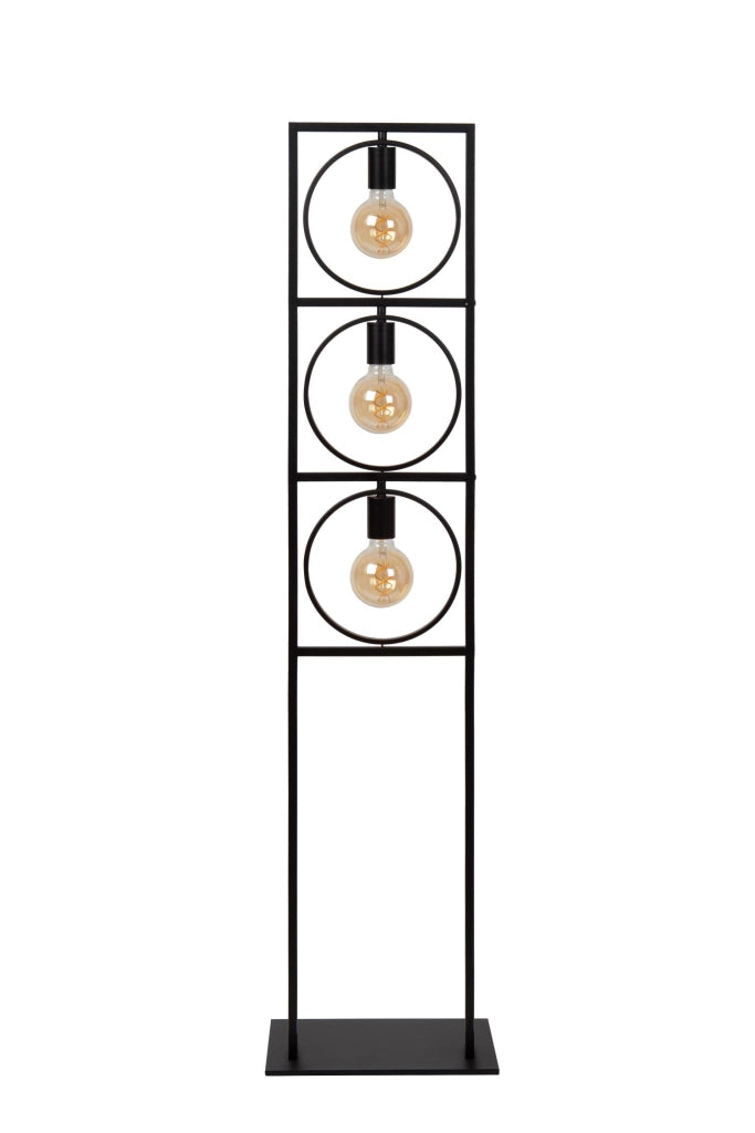 Lampada da terra nera geometrica 3xE27 SUUS Lucide