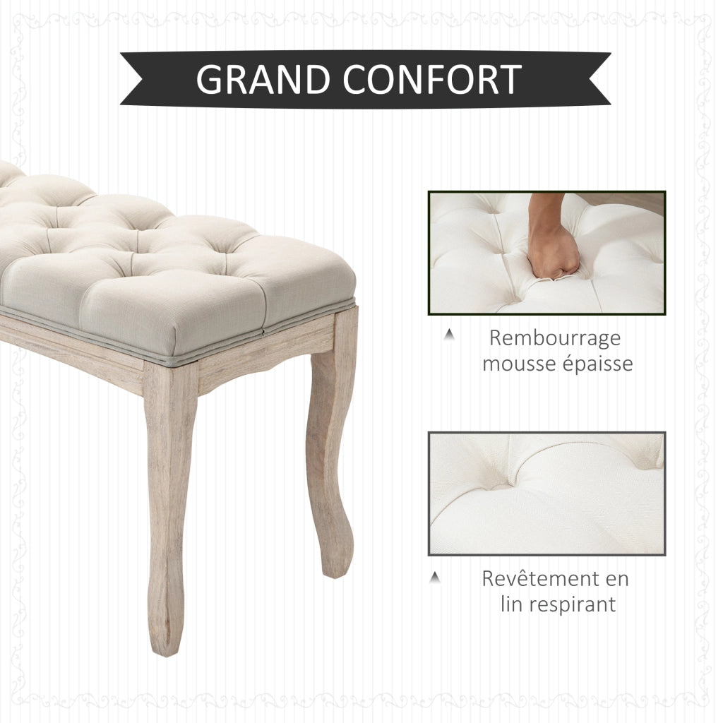 Banc Letto Imbottito ¨C Minimal ¨C Beige Lino Legno 110x