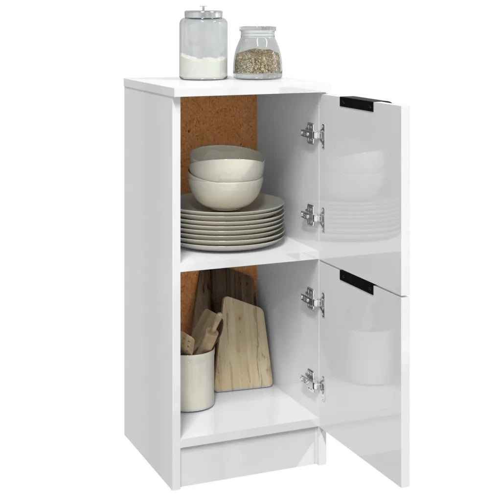 Credenze 2 pz Bianco Lucido 30x30x70 cm in Legno Multistrato 811182