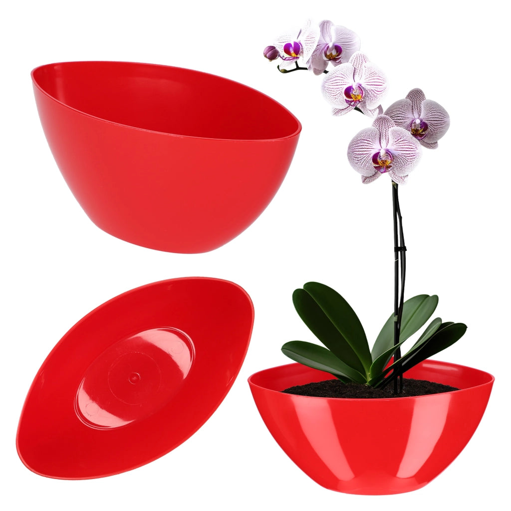 Vaso da fiori KADAX ovale da 21 cm in plastica rossa