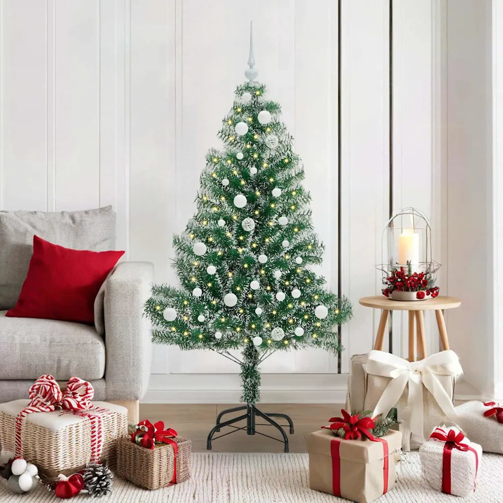 Albero di Natale Artificiale Imbiancato con Luci LED 150 cm 3396809