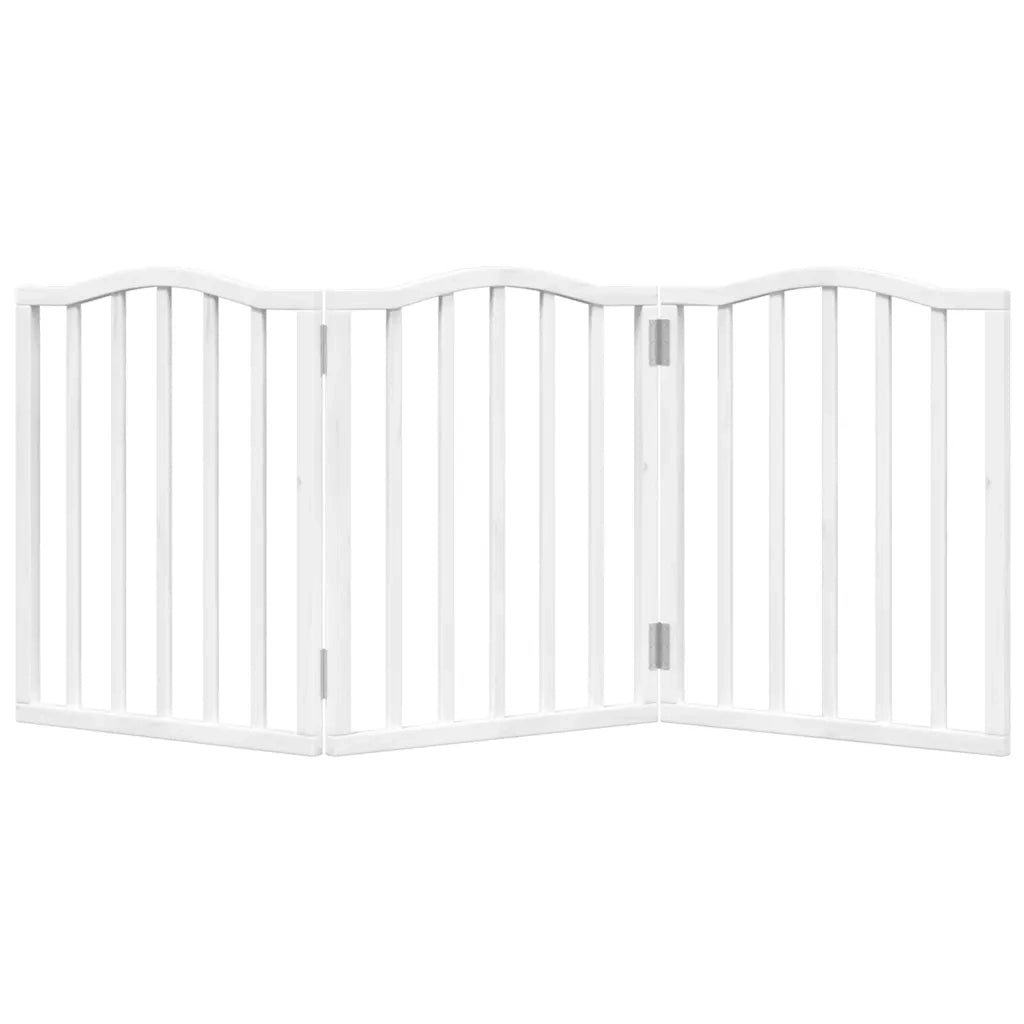 Cancello per Cani Pieghevole 3 Pannelli Bianco 150 cm Pioppo 352212