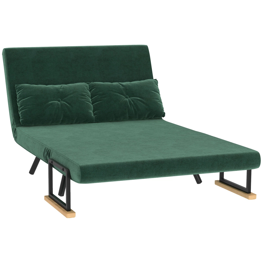Divano letto 2 posti con schienale regolabile e 2 cuscini ¨C zephmum ¨C verde 102x73x81 cm