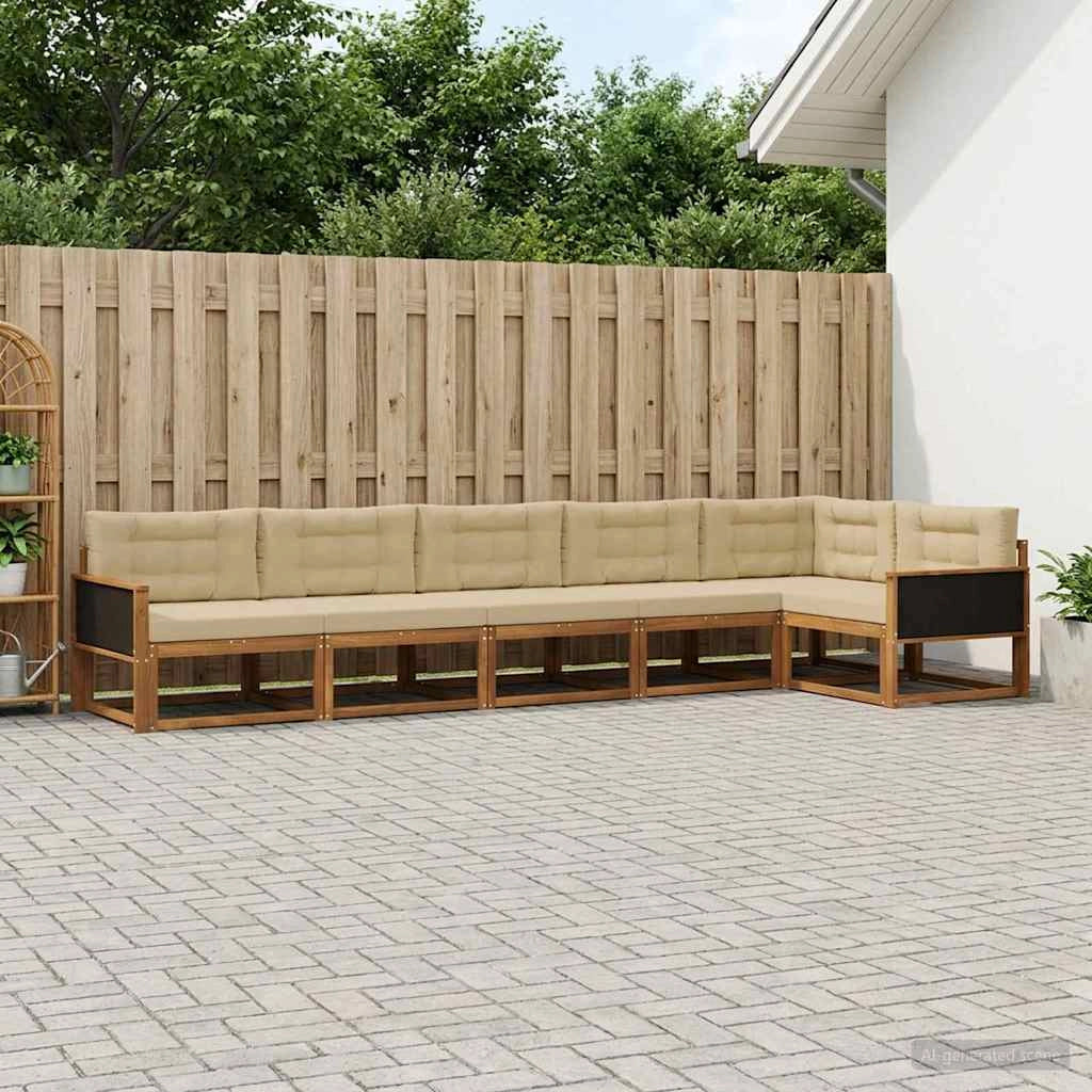 Set di divani da esterno 6 pz Naturale e Beige 3382596