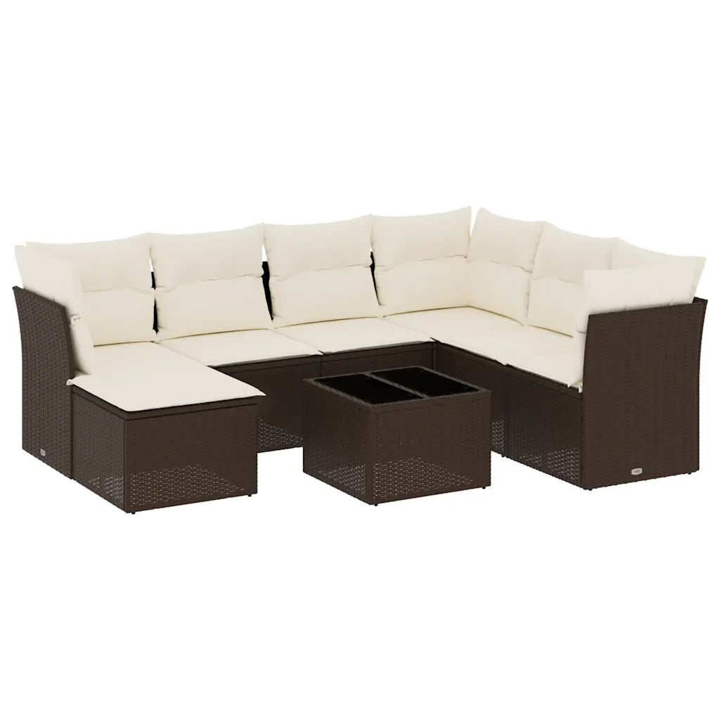 Set Divani da Giardino 8 pz con Cuscini Marrone in Polyrattan 3249842