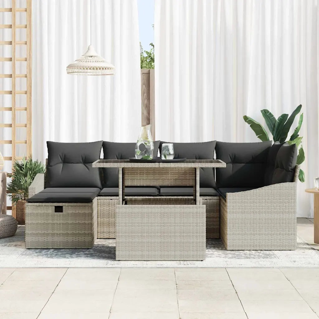 Set Divano da Giardino 7 pcs Grigio chiaro polyrattan 3361171