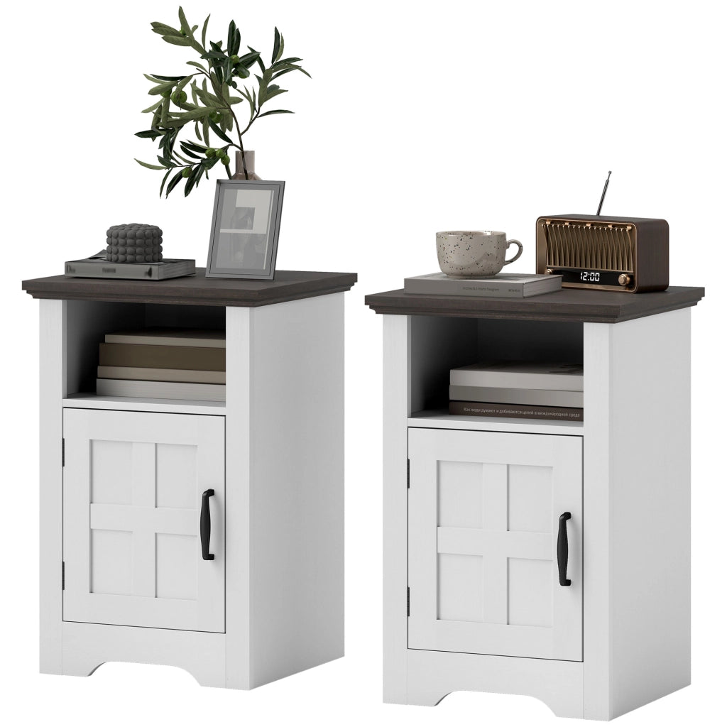Tavolino Rustico con Cassetto ¨C Minimal ¨C 40x35x60 cm Bianco e Marrone