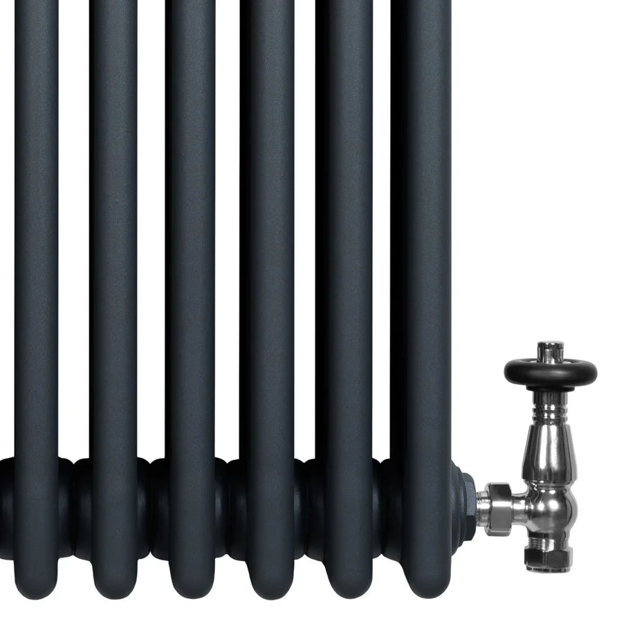 Radiatore Tradizionale 4 Colonne Orizzontale Riscaldamento Antracite & Valvole 600x1190 mm