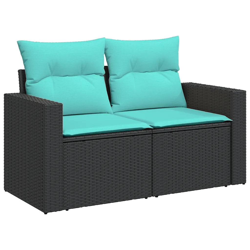 Set Divani da Giardino 10 pz con Cuscini Nero in Polyrattan 3219457