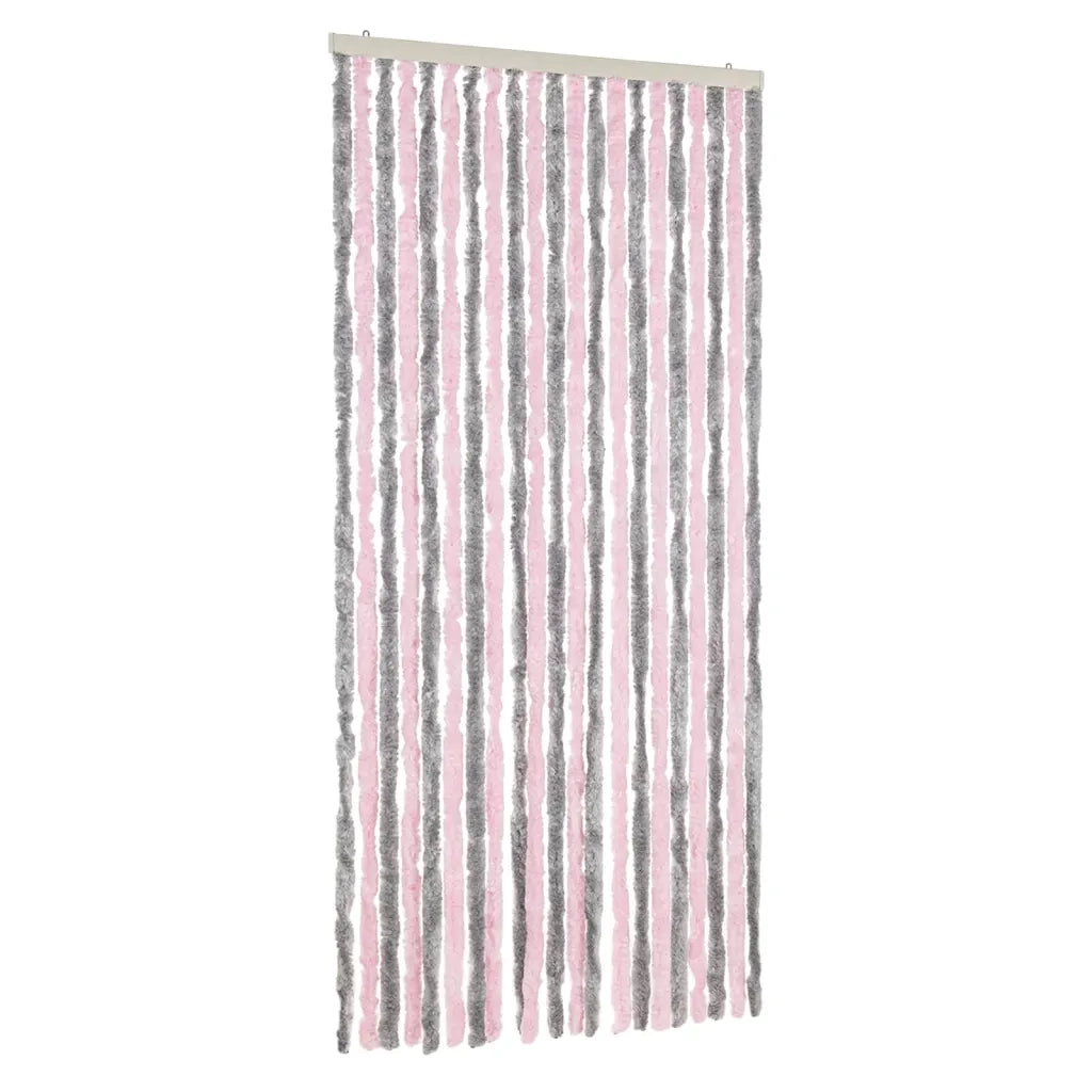 Tenda Antimosche-Zanzariera Grigio Argento e Rosa 90x220 cm in Ciniglia