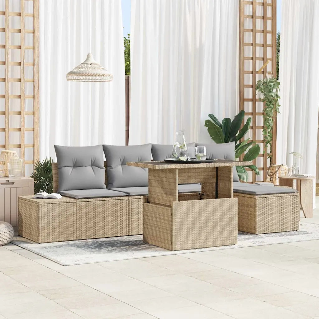 Set Divano da Giardino 6 pcs Beige Poly Rattan 3357903