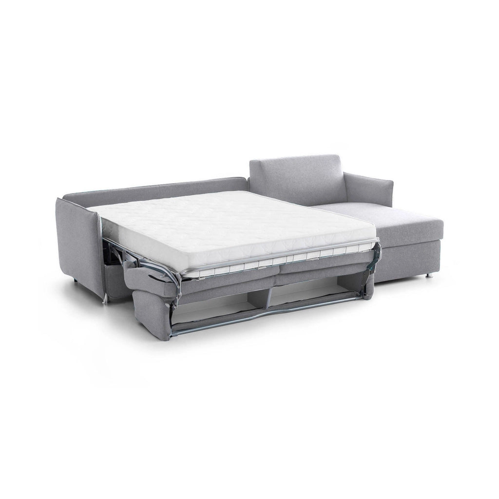 Sumirago, Divano Letto con Penisola Sfoderabile Made in Italy, 260x160 cm Grigio