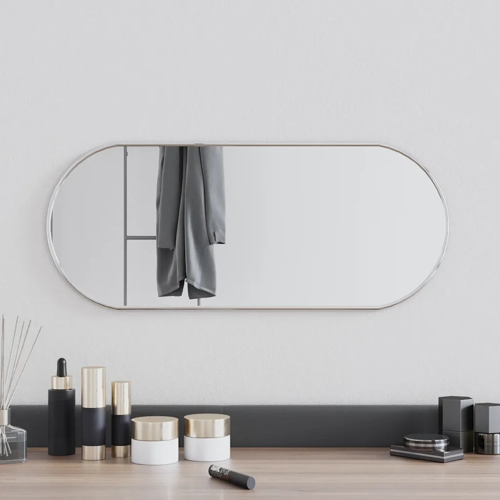 Specchio da Parete | Specchio decorativo Argento 60x25 cm Ovale