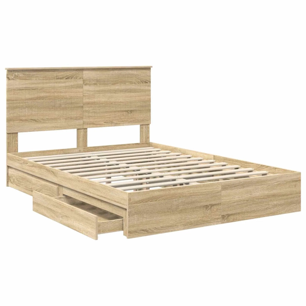 Letto con Contenitore con testiera Rovere Sonoma 140 x 190 cm 3411210