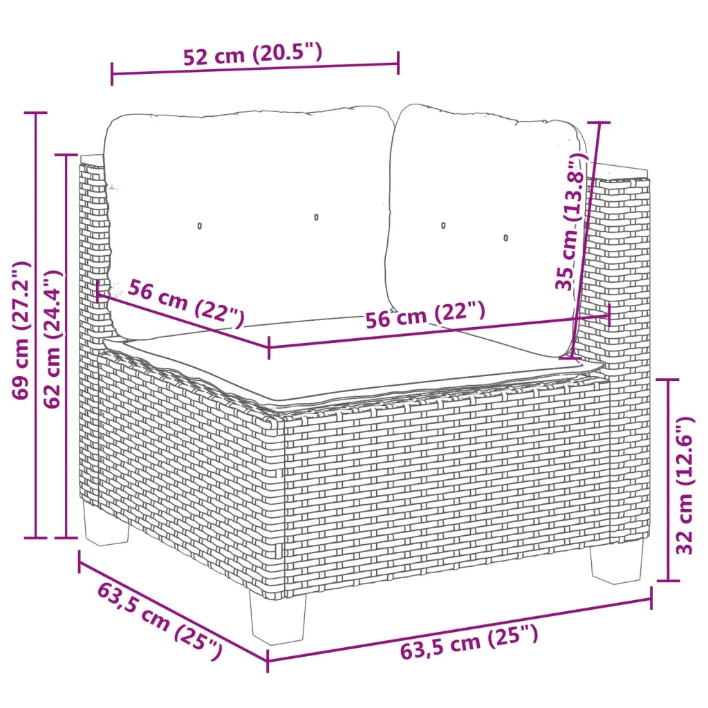 Set Divani da Giardino con Cuscini 7pz Nero Polyrattan 3261875