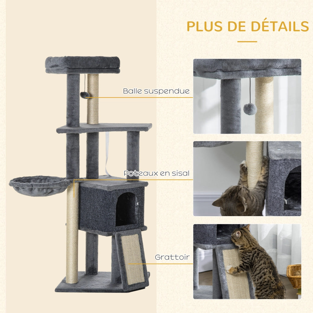 Arbre ¨¤ chat con griffoir, gioco e piattaforme ¨C zephmum ¨C grigio