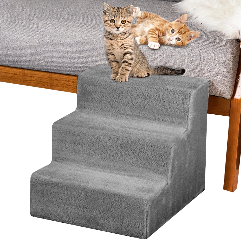 Scala per Animali Domestici Scalini per Gatti e Cani Rivestimento Peluche Grigio
