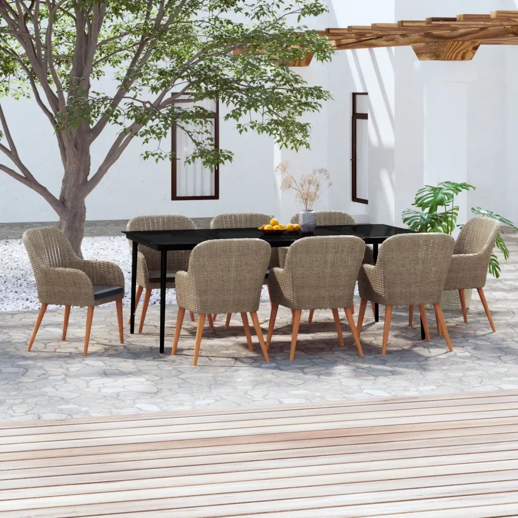 Set da Pranzo da Giardino 9 pz con Cuscini Marrone 3099528