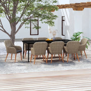 Set da Pranzo da Giardino 9 pz con Cuscini Marrone 3099528