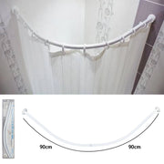 Trade Shop - Supporto Tenda Doccia Angolare Bianco Bagno 90x90cm Bastone Asta Telaio Curvo -