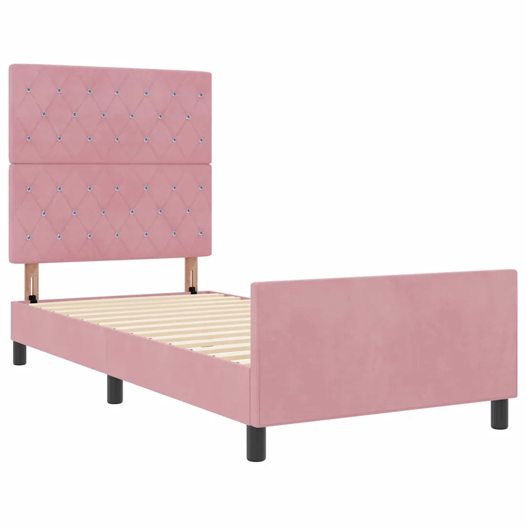 Letto a molle con testiera Rosa 90 x 200 cm Velluto