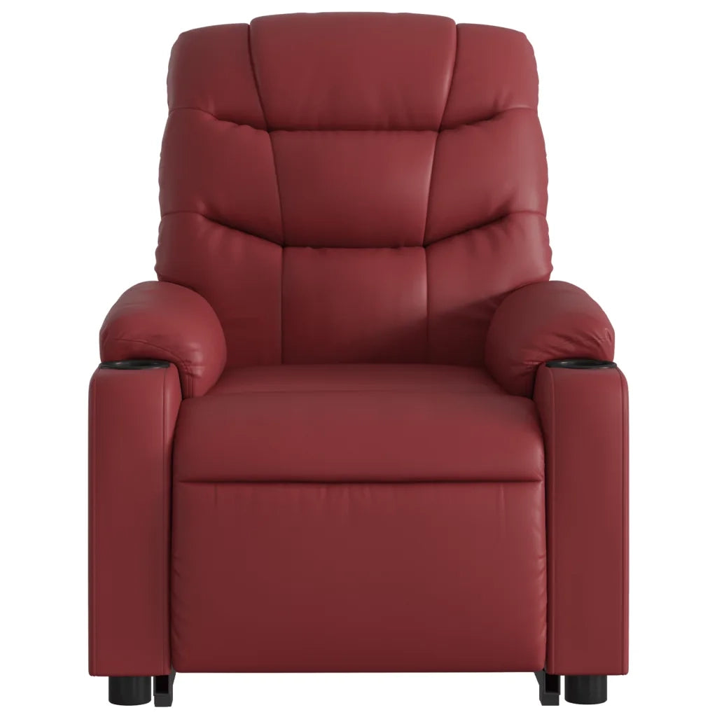Poltrona | Sedia Relax Alzapersone Massaggi Reclinabile Rosso Vino Similpelle