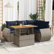 Set Divano da Giardino 5 pz con Cuscini Grigio in Polyrattan 3327260
