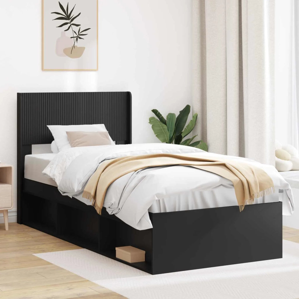 Testiera Letto Nero Legno ingegnerizzato 889726
