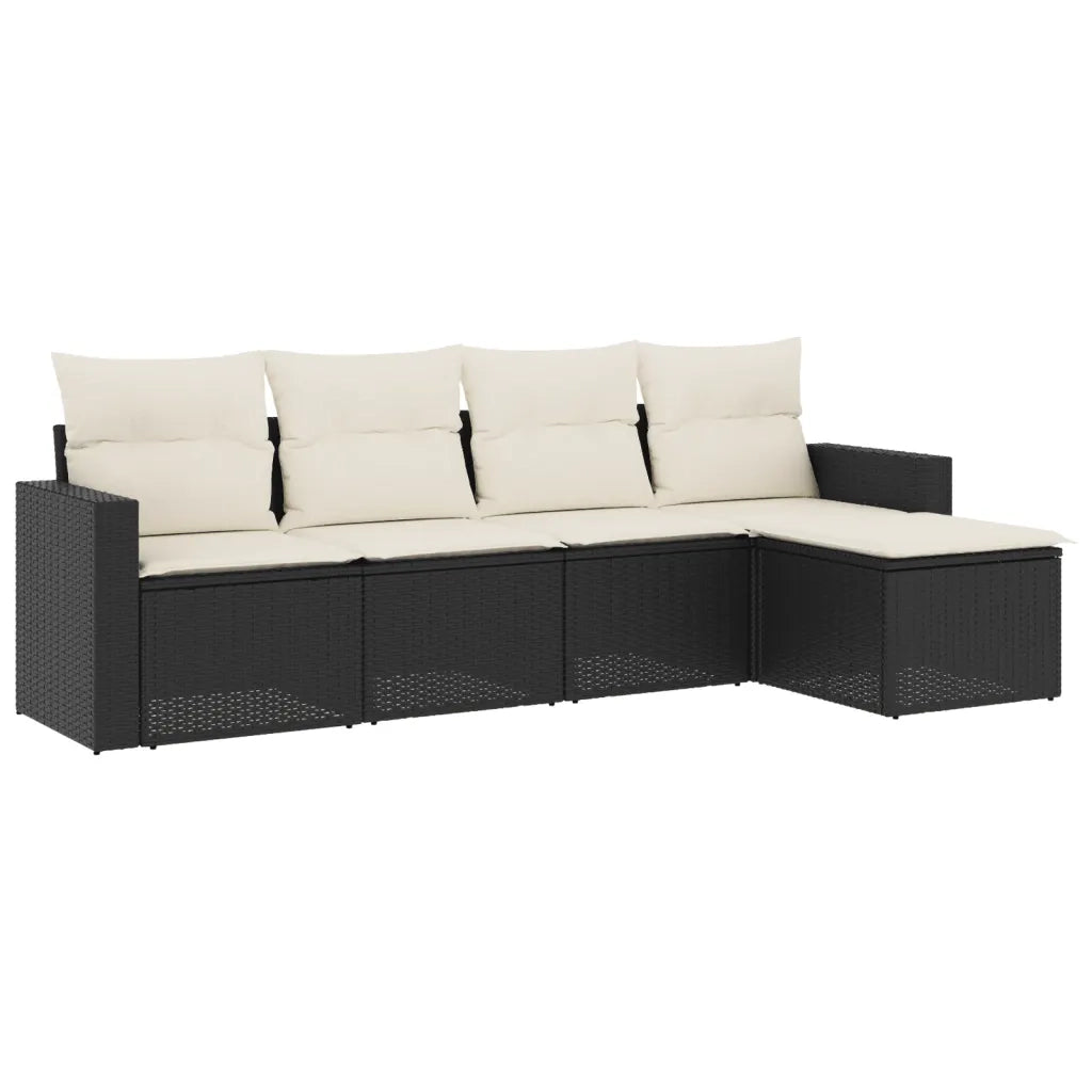 Set Divani da Giardino 5 pz con Cuscini in Polyrattan Nero 3218876