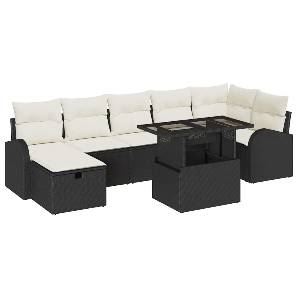 Set Divano da Giardino con cuscino 8 pcs Nero Poly Rattan 3361096