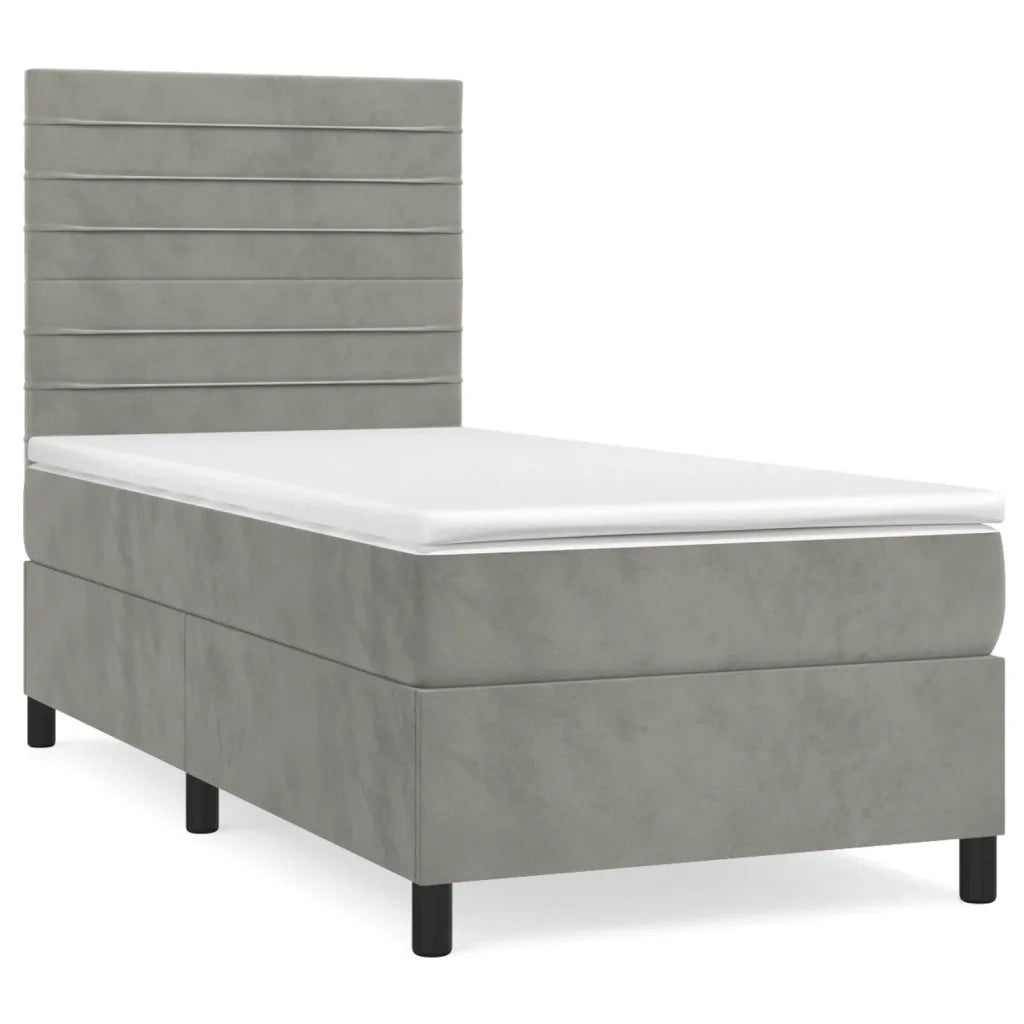 Giroletto a Molle con Materasso-Struttura Letto Grigio Chiaro 80x200 cm Velluto 403439