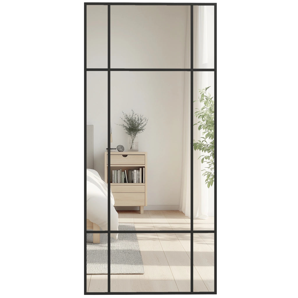 Specchio da Parete con Cornice Finestra Nero ¨C zephmum ¨C 110x50cm