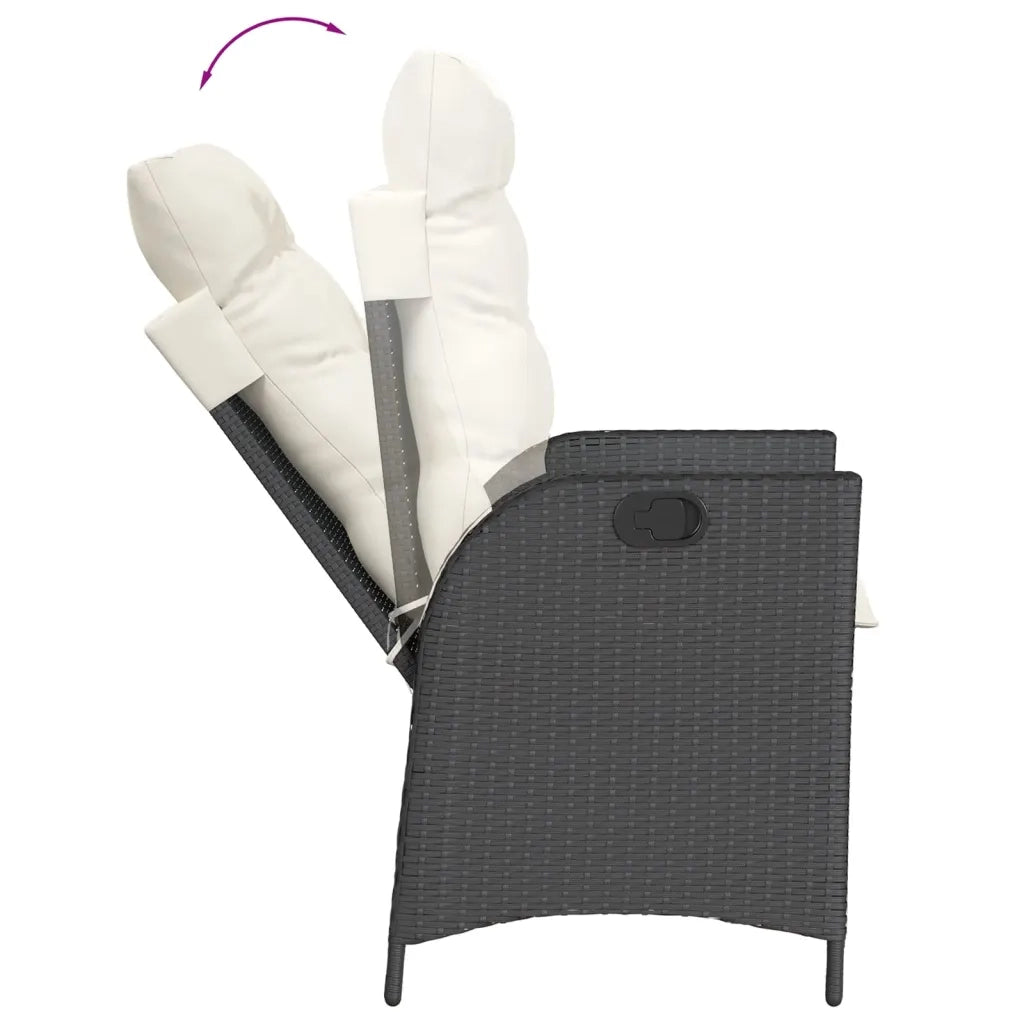 Set da Pranzo da Giardino 9 pz con Cuscini Nero in Polyrattan 3213092