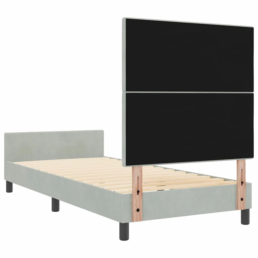 Letto a molle con testiera Grigio chiaro 100 x 200 cm Velluto 3344921