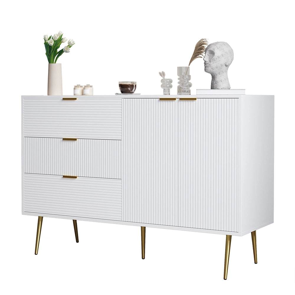 Buffet - Xylo - 140??40??85 cm - Porte e Cassetti con Maniglie Dorate